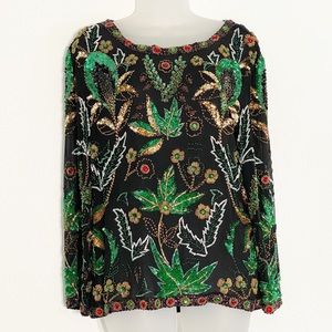 Vintage Nancy Miller Beaded Silk Blouse